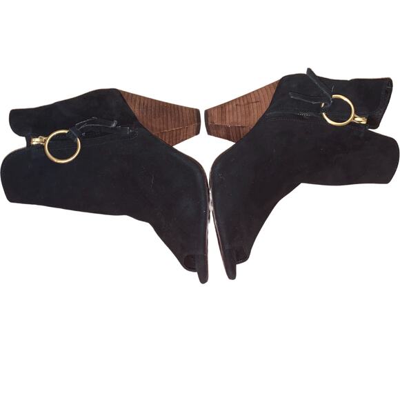 Chinese Laundry, Women's Black Suede Ankle Booties with Gold Ring, US 8, EU 38.5 - Picture 3 of 5